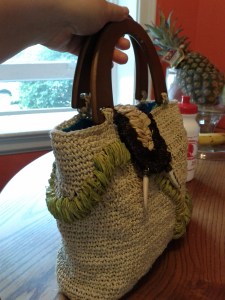 Wooden handles and magnetic closure, care of JoAnn Fabrics.